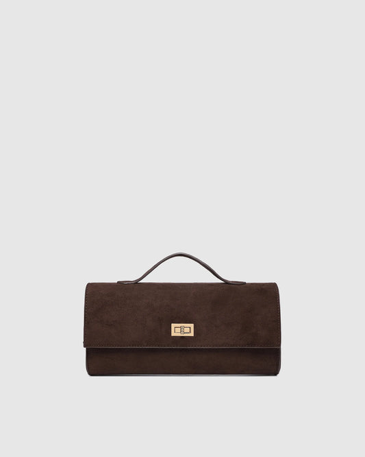 Louenhide Delaney Suedette Clutch - Chocolate