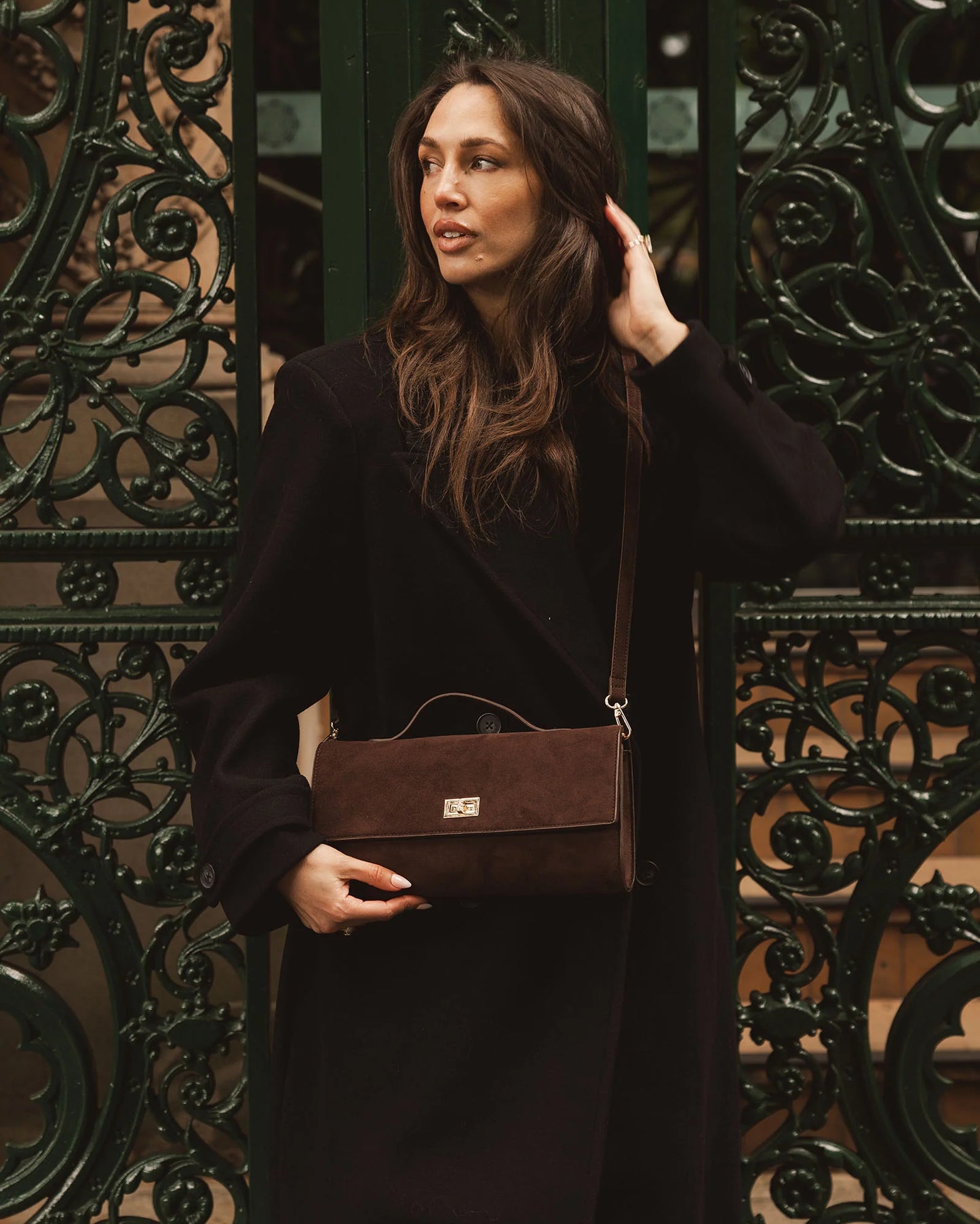 Louenhide Delaney Suedette Clutch - Chocolate