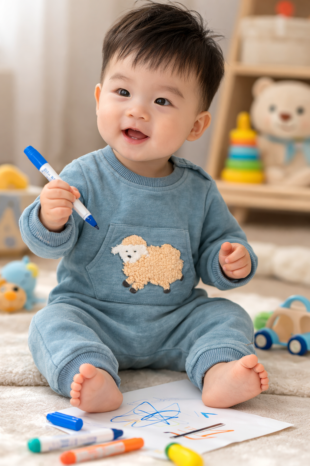 Chunky Sheep Applique Growsuit