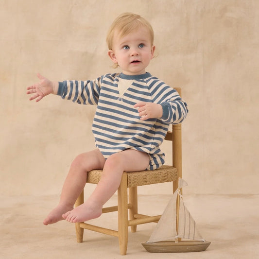 Crewneck Romper - Marine Stripe