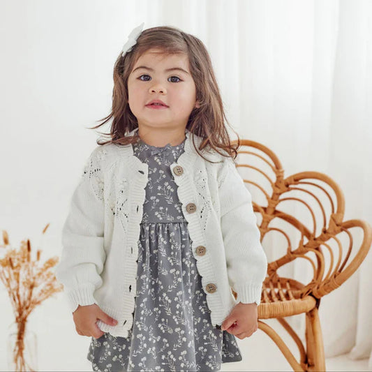 Ivory White Knit Detailed Cardigan