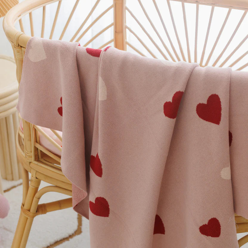Little Hearts Luxe Knit Blanket