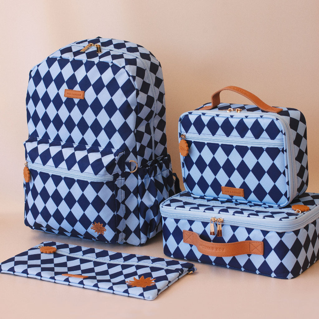 Fox & Fallow Navy Diamonds Backpack