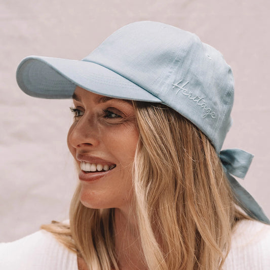 Silk lined Linen Bow Tie Cap - Skye