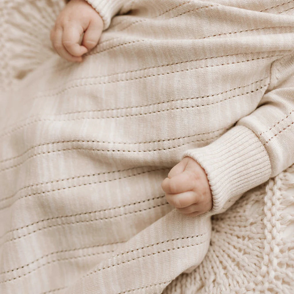 Line Pointelle Shwrap - Sand