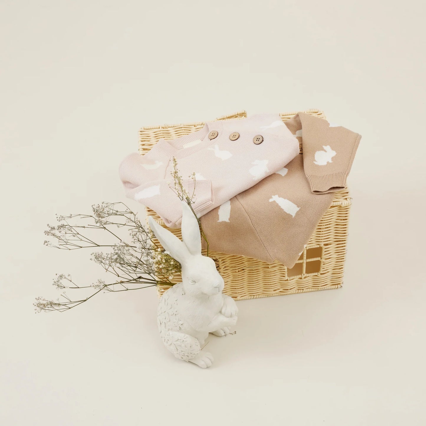 Aster & Oak Taupe Bunny Knit Jumper