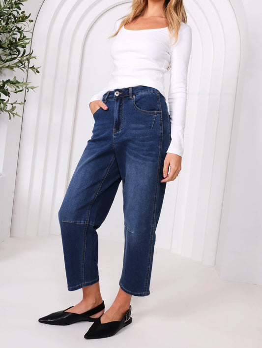 Toni Barrel Jeans - Dark Denim
