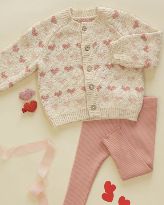 Quincy Mae Knit Cardigan - Hearts