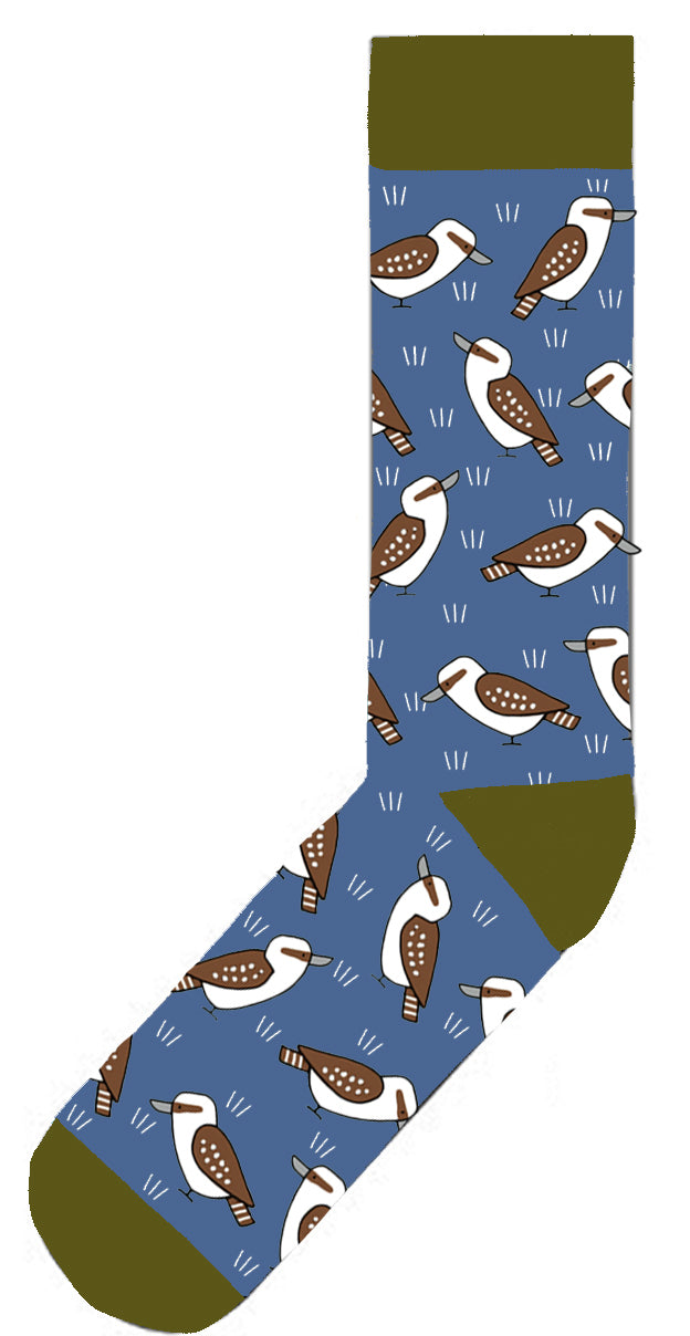 Kookaburras on Blue Socks