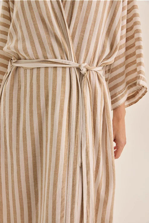 Gingerlilly Sunny Natural Stripe Linen Robe