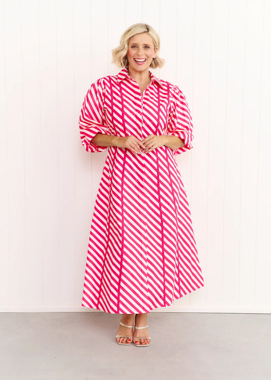 Liv & Milly Sienna Dress - Pink & White Stripe