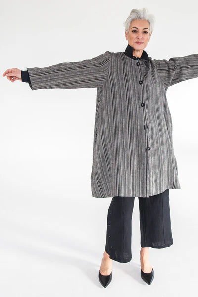 Eva's Sunday Rosalie Linen Jacket - Raven Stripe