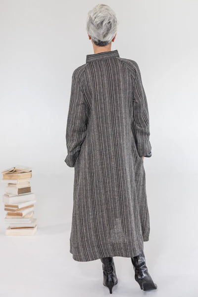 Eva's Sunday Luna Linen Dress - Raven Stripe
