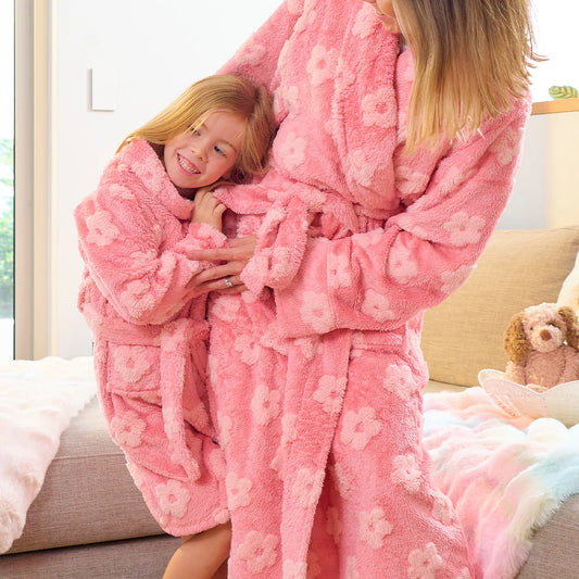 Kids Bath Robe - Embossed Flower