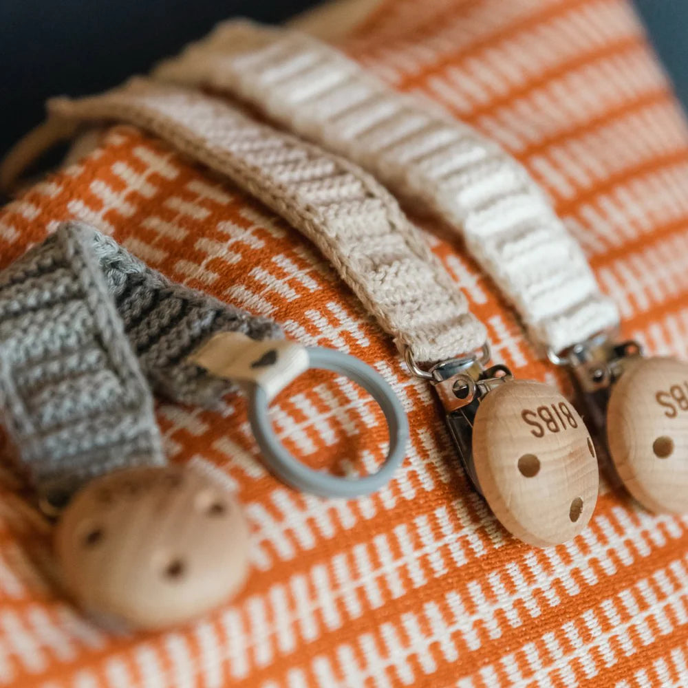 Bibs Knitted Pacifier Clip - Ivory