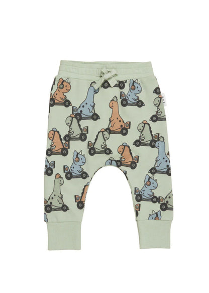 Huxbaby Dino Racer Drop Crutch Pant | Thyme