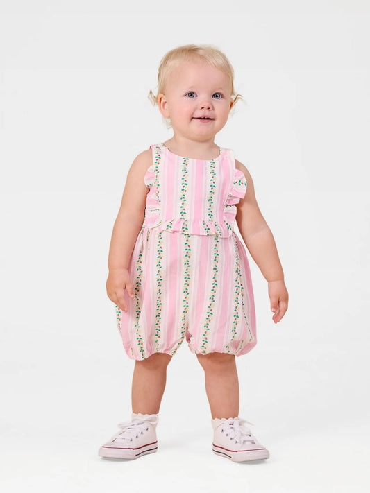 Antique Stripe Strawberry Bubble Romper