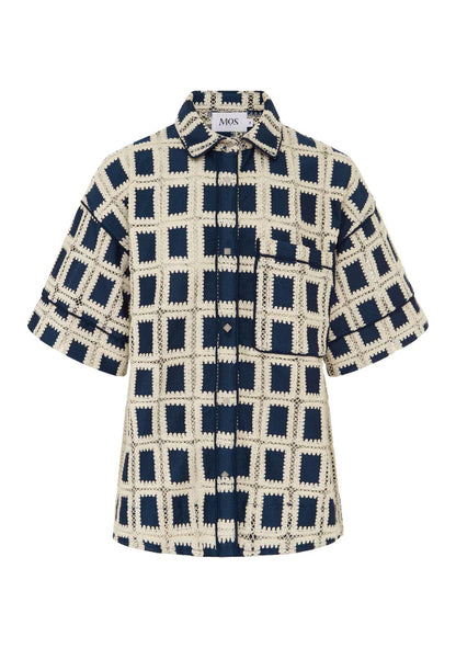 Lara Crochet Shirt | Navy