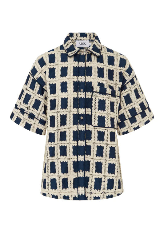 Lara Crochet Shirt | Navy