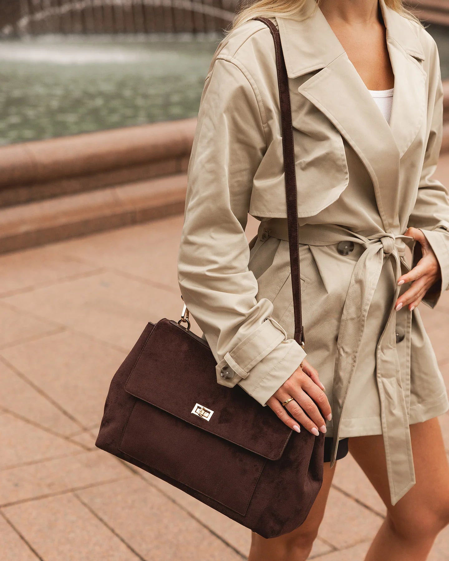Louenhide Arden Suedette Shoulder Bag - Chocolate
