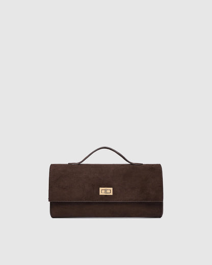 Louenhide Delaney Suedette Clutch - Chocolate