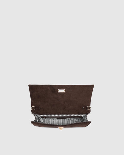 Louenhide Delaney Suedette Clutch - Chocolate