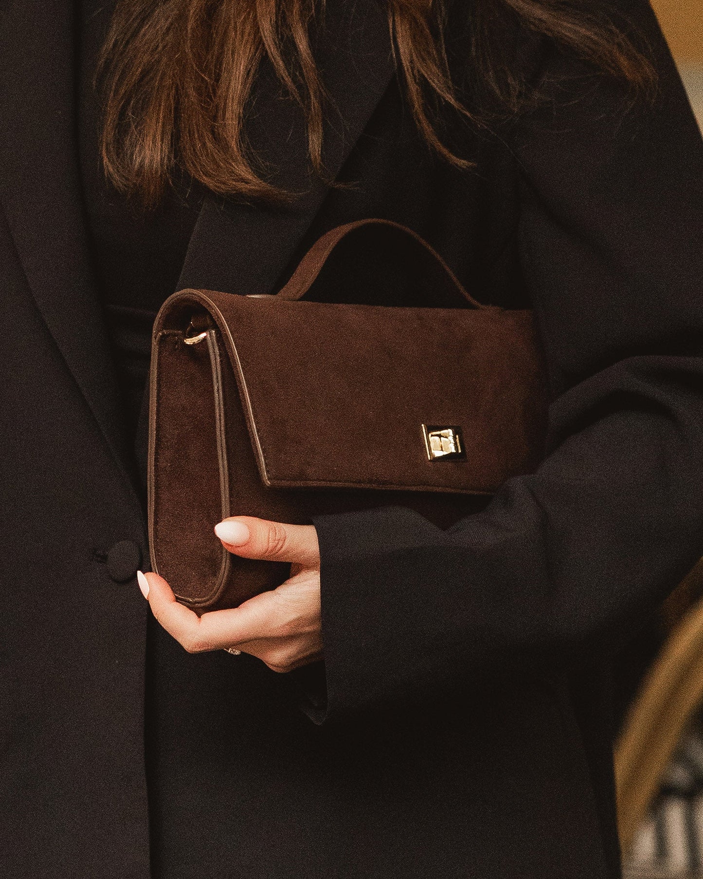 Louenhide Delaney Suedette Clutch - Chocolate