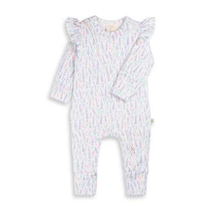 Lavender Stripe Long Sleeve Zipsuit