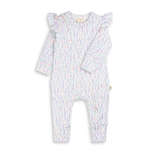Lavender Stripe Long Sleeve Zipsuit