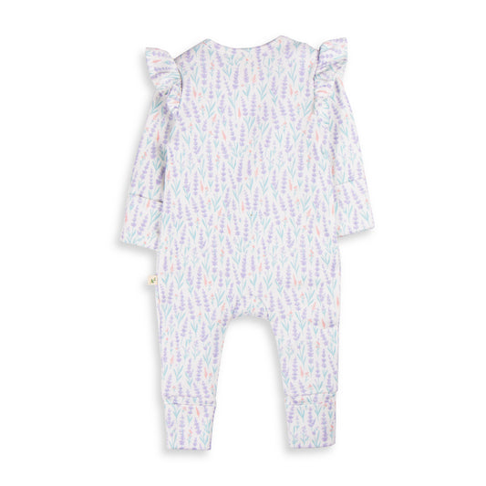 Lavender Stripe Long Sleeve Zipsuit