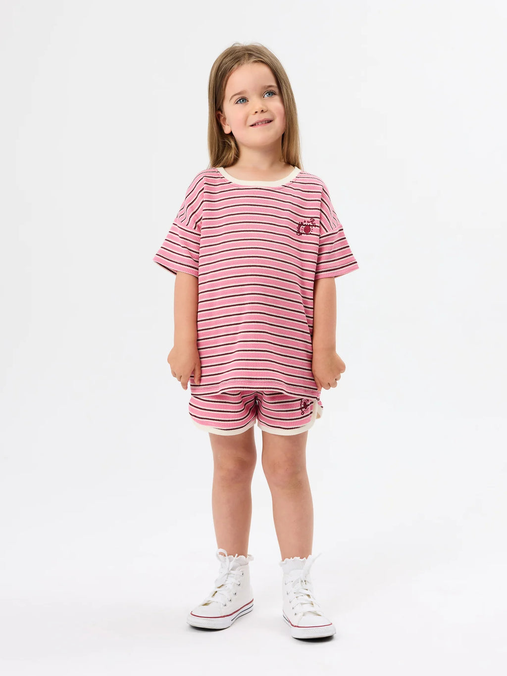 Goldie + Ace Waffle Stripe T-Shirt Pink