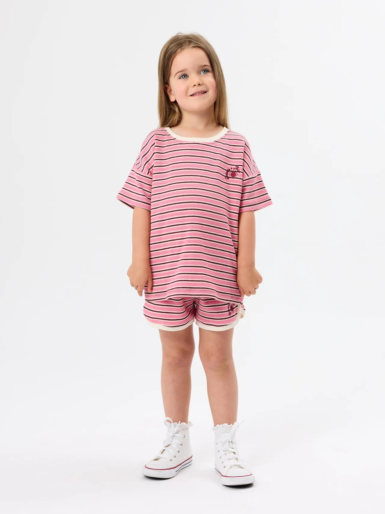 Goldie + Ace Waffle Stripe T-Shirt Pink