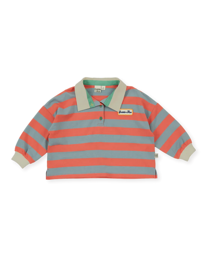 Rugby Stripe Terry Sweat Top Orange