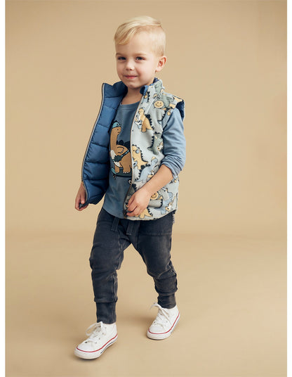 Huxbaby Dino Band Reversible Fleece Vest