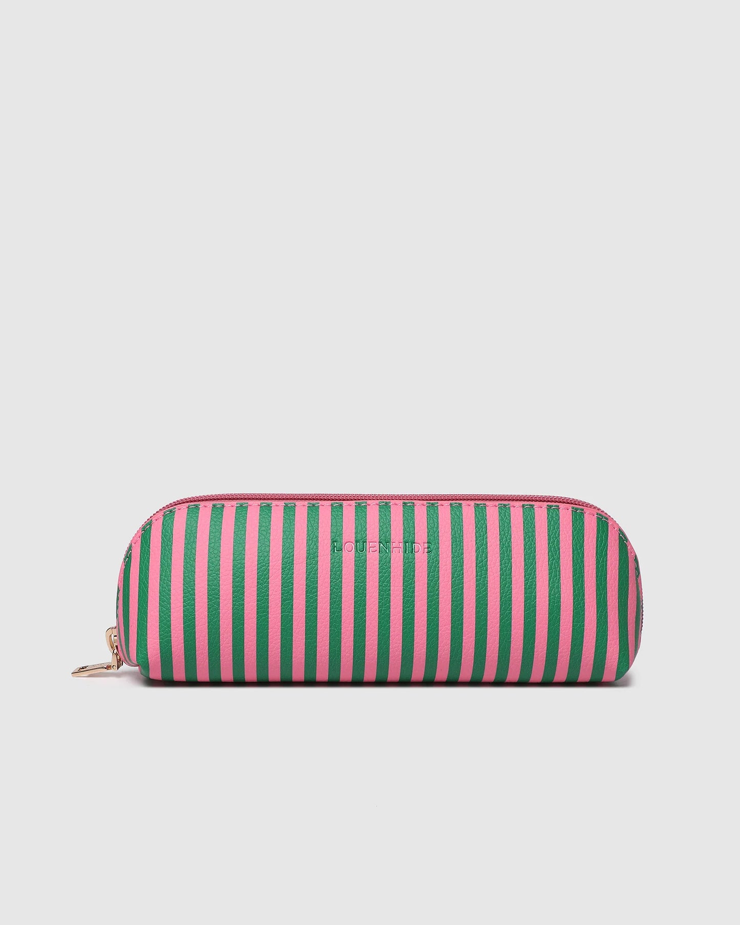 Louenhide Jayne Stripe Makeup Bag - Green/Bubblegum Pink