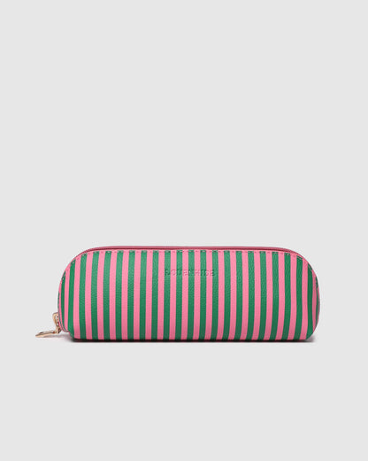 Louenhide Jayne Stripe Makeup Bag - Green/Bubblegum Pink