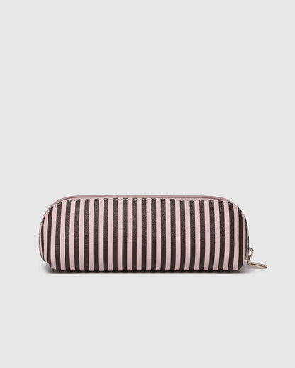 Louenhide Jayne Stripe Makeup Bag - Pink/Chocolate