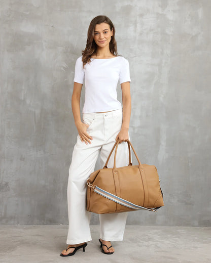 Louenhide Alexis Stripe Weekender Travel Bag - Camel Stripe