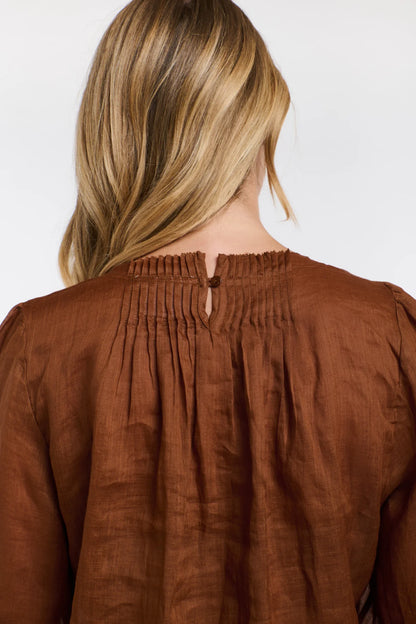 Ariel Pintuck Blouse - Brandy