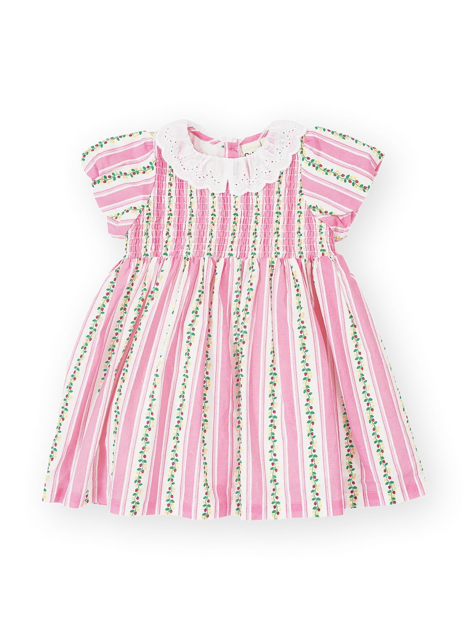Antique Stripe Strawberry Flo Smocked Dress