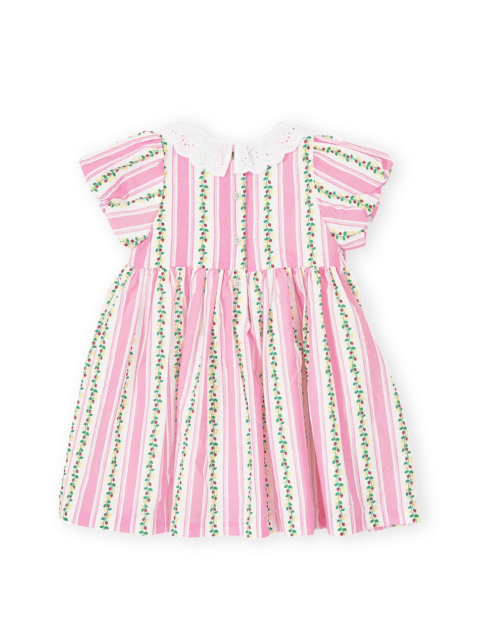 Antique Stripe Strawberry Flo Smocked Dress