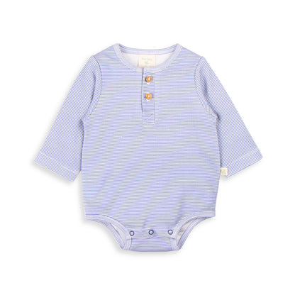 Indigo Stripes Long Sleeve Henley Bodysuit