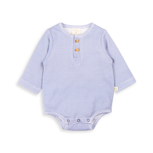 Indigo Stripes Long Sleeve Henley Bodysuit