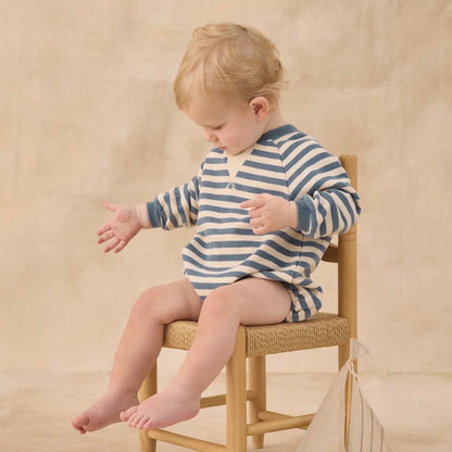 Crewneck Romper - Marine Stripe