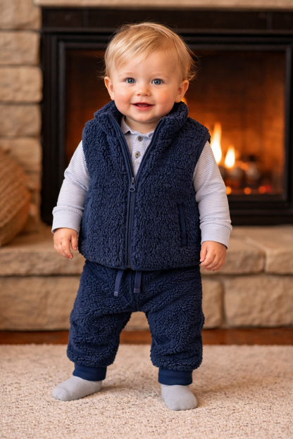 Indigo Faux Lambswool Vest