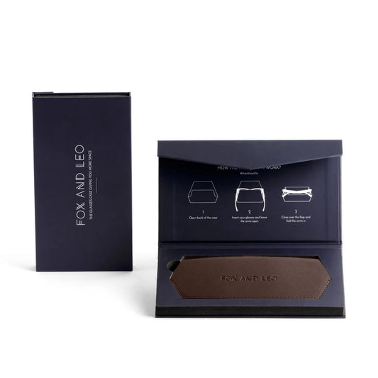Fox & Leo Slimline Glasses Case - Chocolate