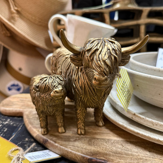 Highland Cow & Calf Figurine