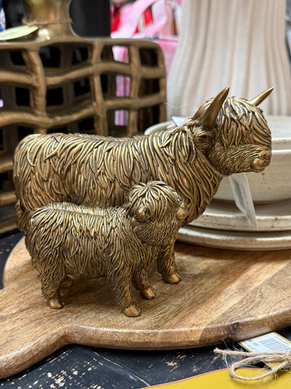 Highland Cow & Calf Figurine