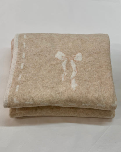 Blush Pink Bow Knit Blanket