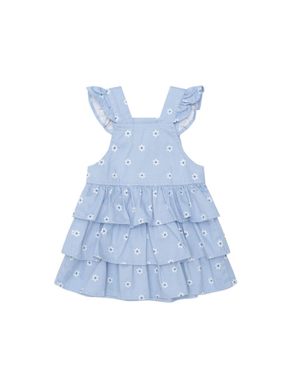 Huxbaby Ditsy Floral Tiered Overall Dress | Chambray